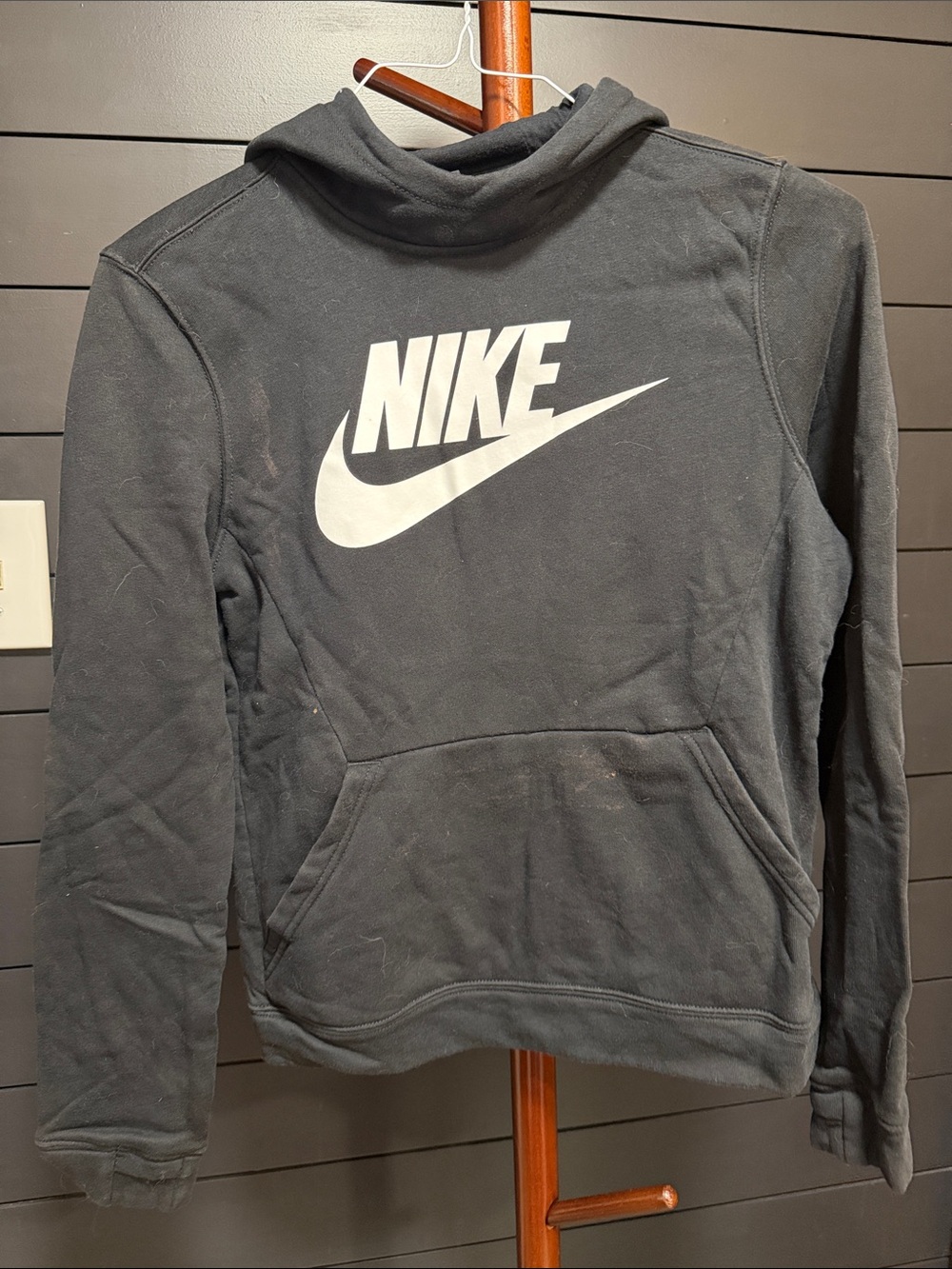 Nike Black Crewneck Hoodie with White Swoosh Logo